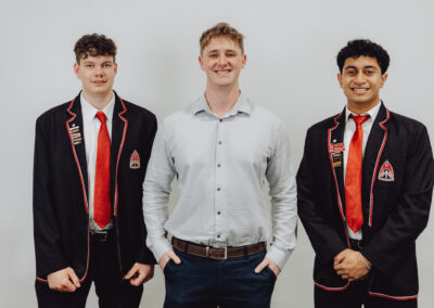 Jesse Jeffries (centre) with other scholars from Mairehau High School in Christchurch